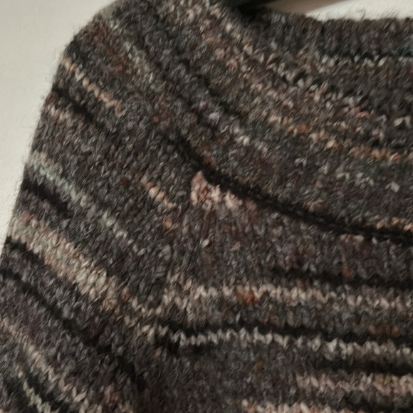 Express Oversized Heather Gray Black Boat Neck Wool Blend Knit Pullover Sweater - Picture 3 of 9